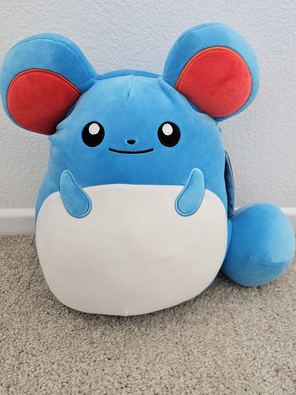 Squishmallows Blue Pokemon, with White Belly and Red Ear Accents